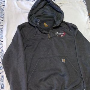 Carhartt rain defender gray 1/4 zip hooded sweatshirt